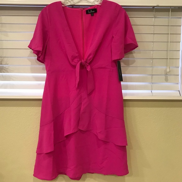 NWT Fuschia/ hot pink tie front skater dress - Picture 5 of 5